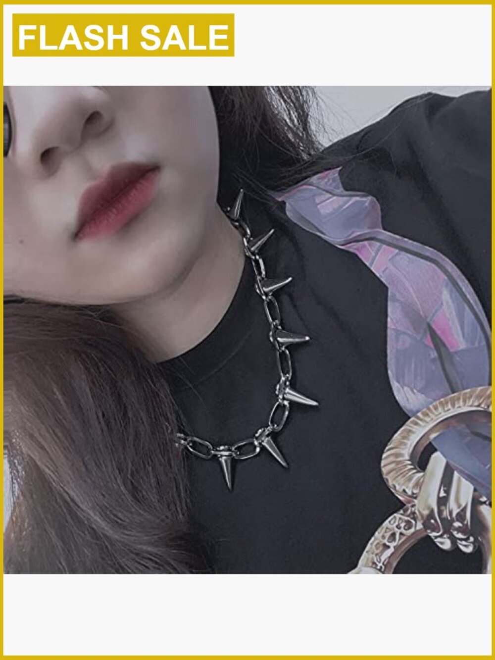 Spike Choker Necklace Punk Gothic Rivet Choker Chain Chokers for Women Men - Picture 3 of 7
